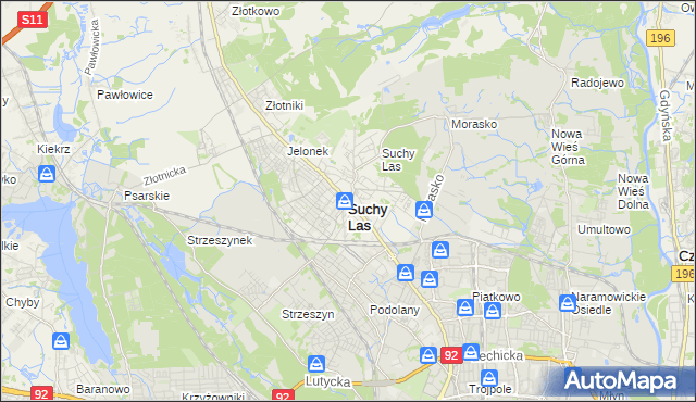 mapa Suchy Las powiat poznański, Suchy Las powiat poznański na mapie Targeo