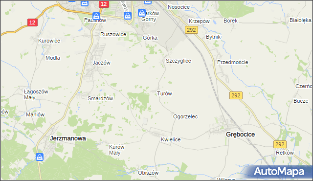 mapa Turów gmina Głogów, Turów gmina Głogów na mapie Targeo