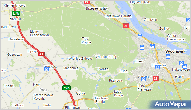 mapa Wieniec-Zdrój, Wieniec-Zdrój na mapie Targeo