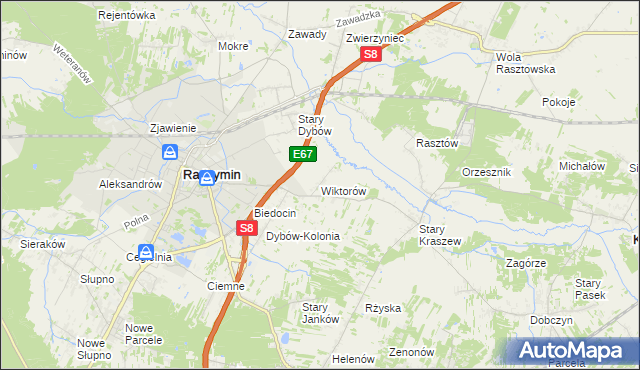 mapa Wiktorów gmina Radzymin, Wiktorów gmina Radzymin na mapie Targeo