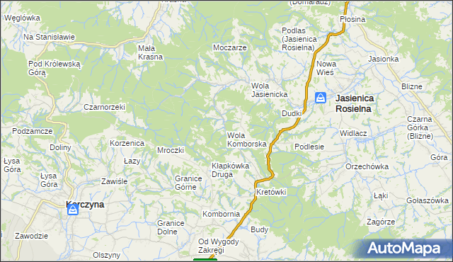 mapa Wola Komborska, Wola Komborska na mapie Targeo