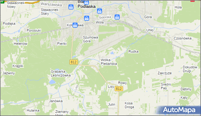 mapa Wólka Plebańska gmina Biała Podlaska, Wólka Plebańska gmina Biała Podlaska na mapie Targeo