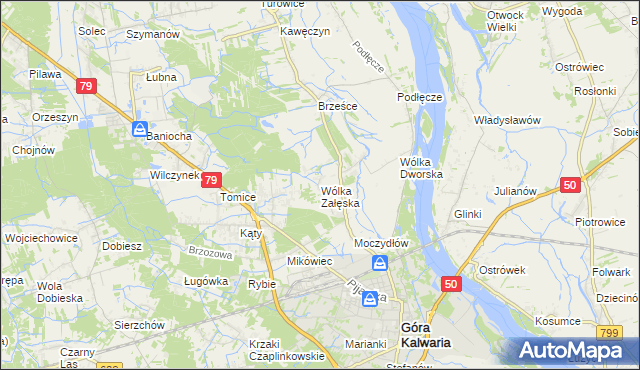 mapa Wólka Załęska gmina Góra Kalwaria, Wólka Załęska gmina Góra Kalwaria na mapie Targeo