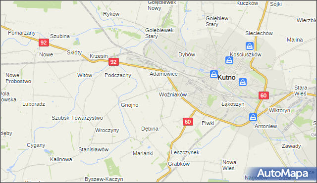 mapa Woźniaków, Woźniaków na mapie Targeo