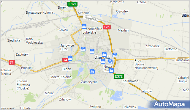 mapa Zamościa, Zamość na mapie Targeo