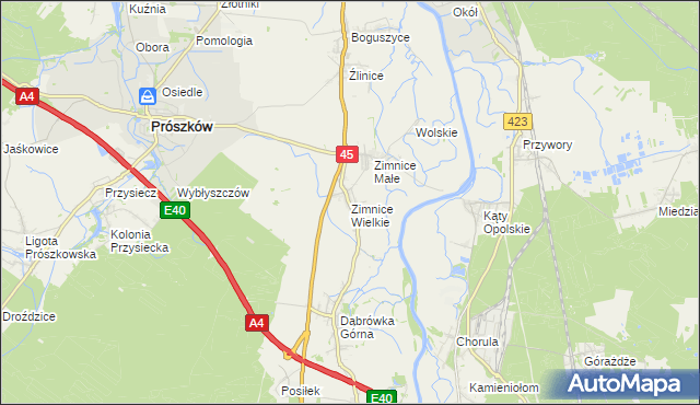 mapa Zimnice Wielkie, Zimnice Wielkie na mapie Targeo