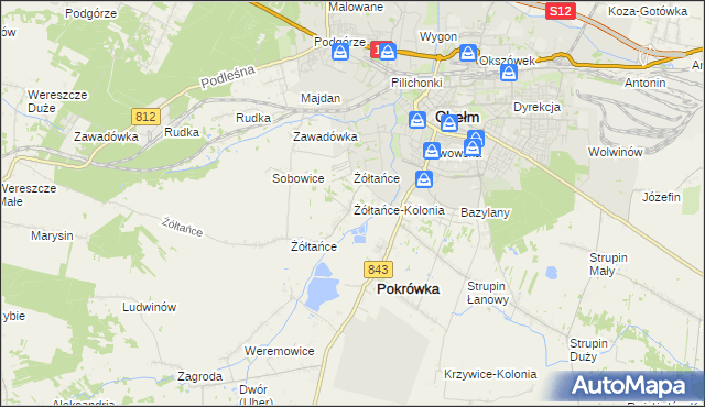mapa Żółtańce-Kolonia, Żółtańce-Kolonia na mapie Targeo