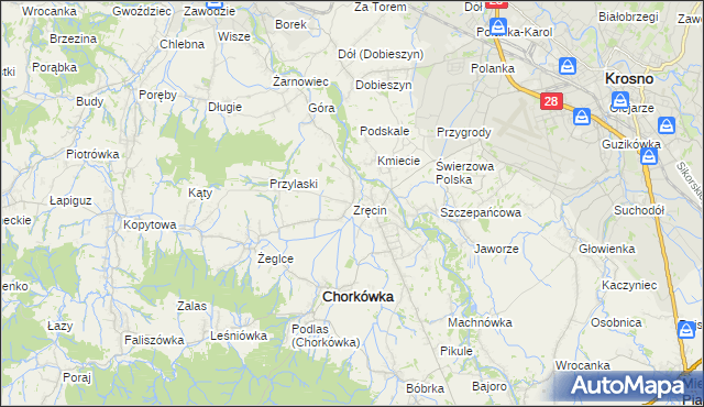 mapa Zręcin, Zręcin na mapie Targeo