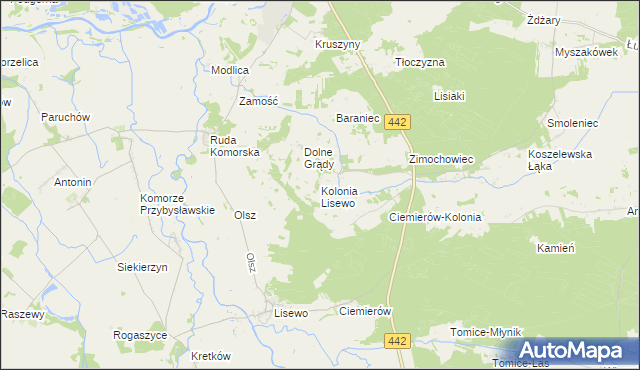 mapa Kolonia Lisewo gmina Pyzdry, Kolonia Lisewo gmina Pyzdry na mapie Targeo