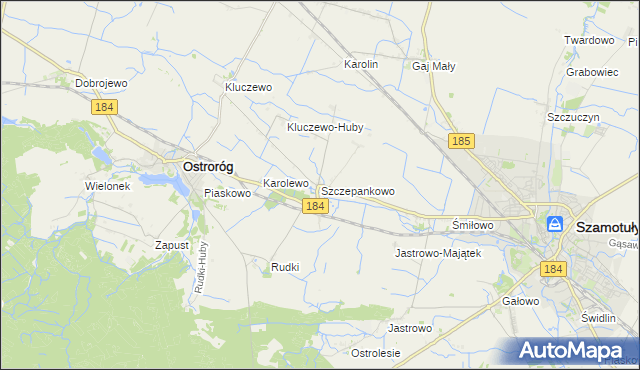 mapa Szczepankowo gmina Ostroróg, Szczepankowo gmina Ostroróg na mapie Targeo