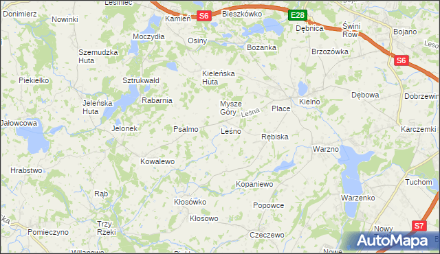 mapa Leśno gmina Szemud, Leśno gmina Szemud na mapie Targeo