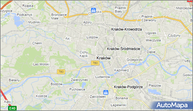 mapa Krakowa, Kraków na mapie Targeo