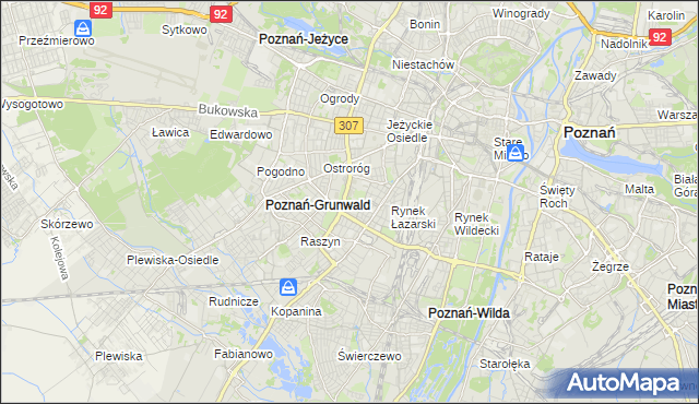 mapa Łazarz gmina Poznań, Łazarz gmina Poznań na mapie Targeo