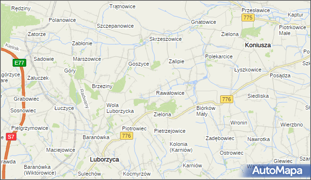 mapa Rawałowice, Rawałowice na mapie Targeo