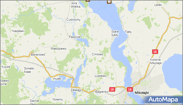 mapa Cimowo, Cimowo na mapie Targeo