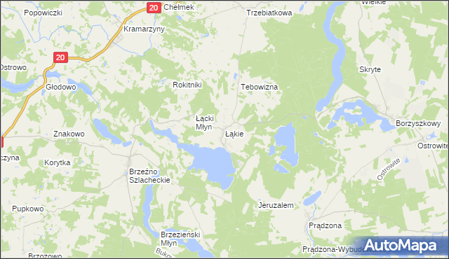 mapa Łąkie gmina Lipnica, Łąkie gmina Lipnica na mapie Targeo