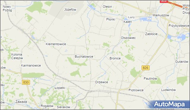 mapa Bronice-Kolonia, Bronice-Kolonia na mapie Targeo