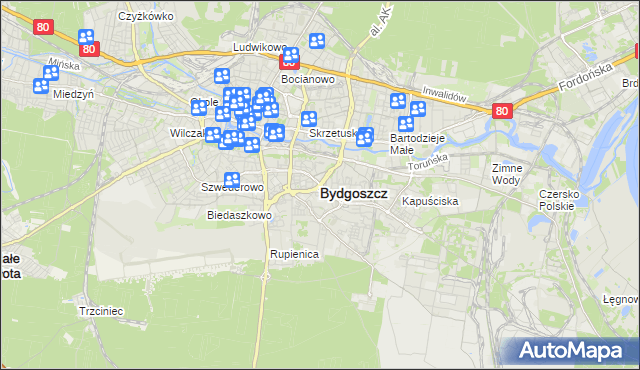 mapa Bydgoszczy, Bydgoszcz na mapie Targeo