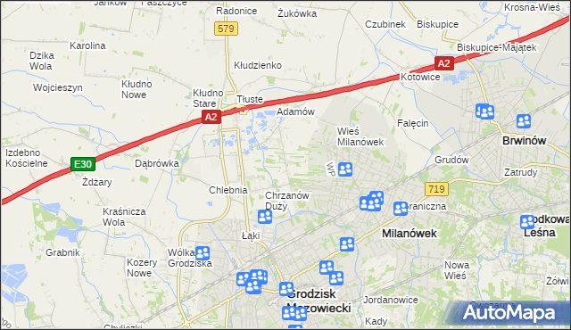 mapa Chrzanów Mały, Chrzanów Mały na mapie Targeo