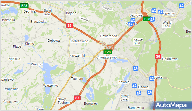 mapa Chwaszczyno, Chwaszczyno na mapie Targeo