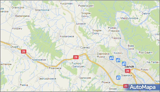 mapa Czerteż, Czerteż na mapie Targeo
