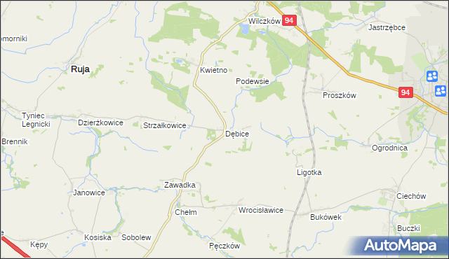 mapa Dębice gmina Malczyce, Dębice gmina Malczyce na mapie Targeo