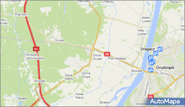 mapa Dolna Grupa, Dolna Grupa na mapie Targeo