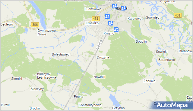 mapa Drużyna, Drużyna na mapie Targeo
