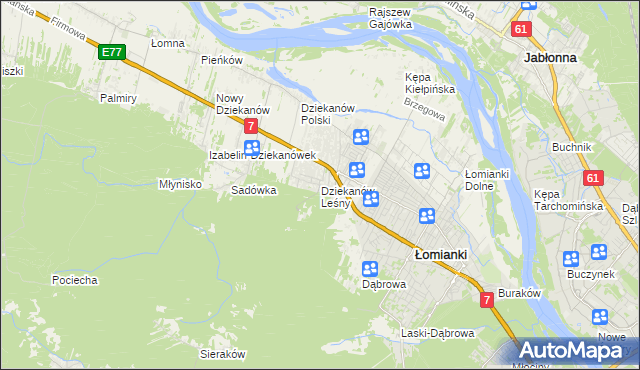 mapa Dziekanów Leśny, Dziekanów Leśny na mapie Targeo