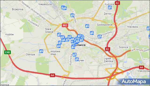 mapa Gliwic, Gliwice na mapie Targeo