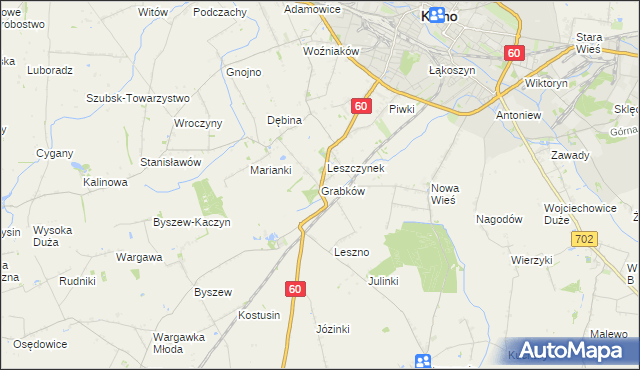 mapa Grabków gmina Kutno, Grabków gmina Kutno na mapie Targeo
