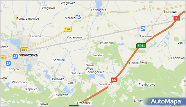 mapa Imielno gmina Łubowo, Imielno gmina Łubowo na mapie Targeo