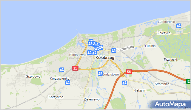 mapa Kołobrzegu, Kołobrzeg na mapie Targeo