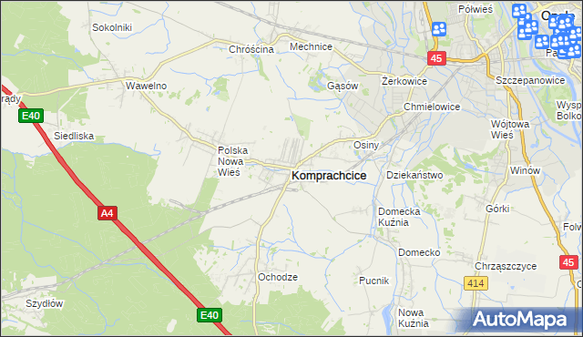 mapa Komprachcice, Komprachcice na mapie Targeo