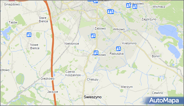 mapa Konikowo gmina Świeszyno, Konikowo gmina Świeszyno na mapie Targeo