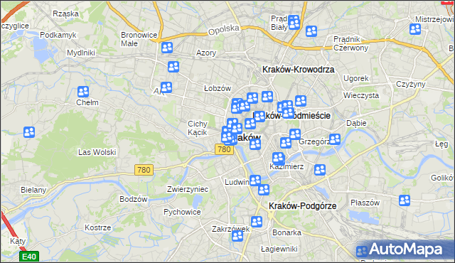 mapa Krakowa, Kraków na mapie Targeo