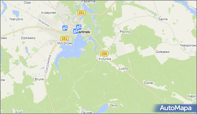 mapa Krzynka gmina Barlinek, Krzynka gmina Barlinek na mapie Targeo