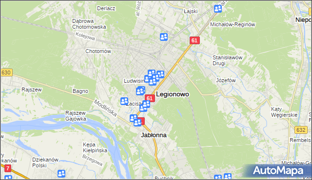 mapa Legionowo, Legionowo na mapie Targeo