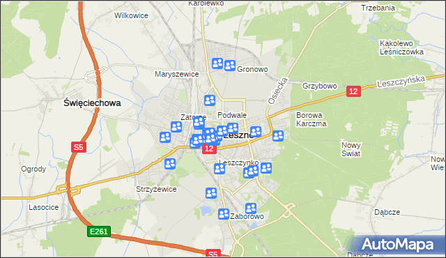mapa Leszno, Leszno na mapie Targeo