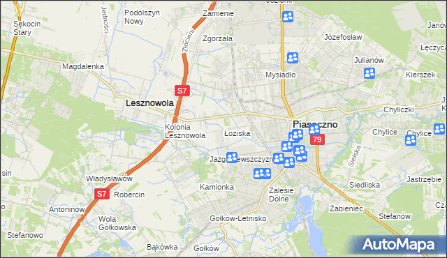 mapa Łoziska, Łoziska na mapie Targeo