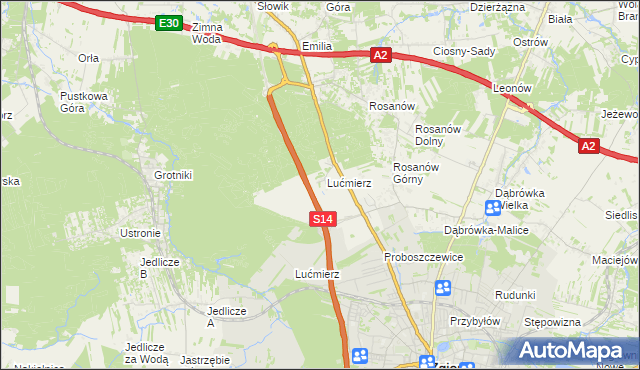 mapa Lućmierz-Las, Lućmierz-Las na mapie Targeo