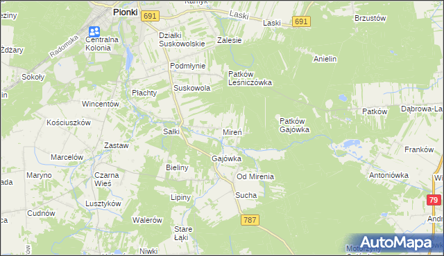 mapa Mireń, Mireń na mapie Targeo