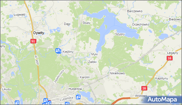 mapa Myki, Myki na mapie Targeo