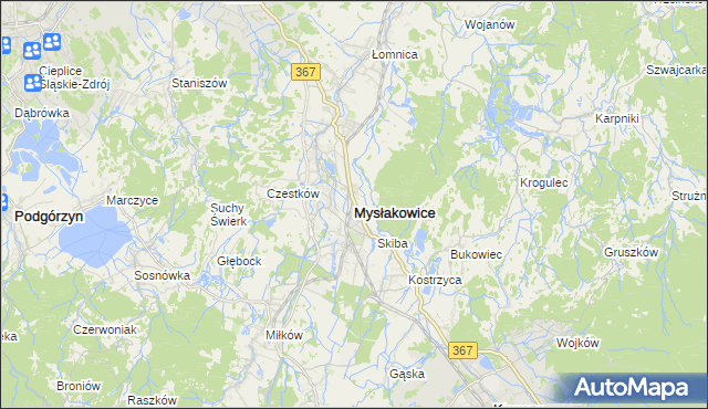 mapa Mysłakowice, Mysłakowice na mapie Targeo