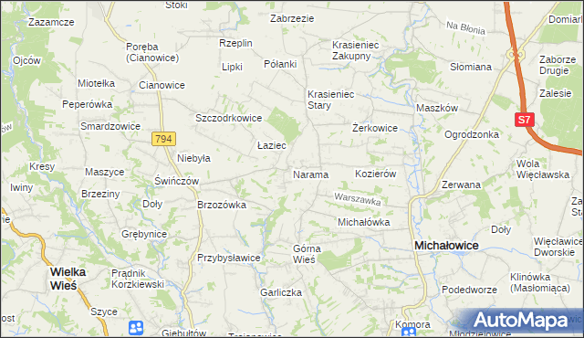 mapa Narama, Narama na mapie Targeo