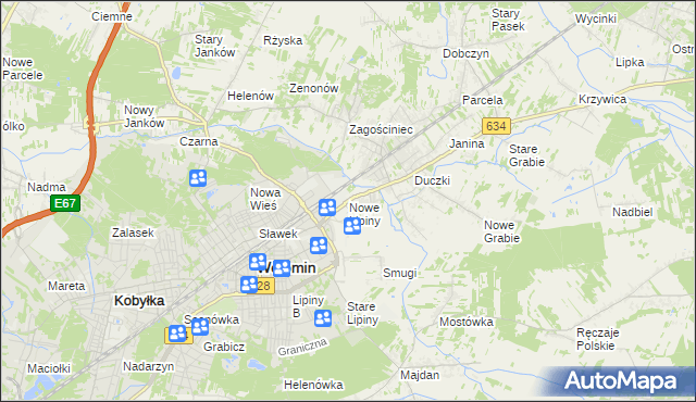 mapa Nowe Lipiny, Nowe Lipiny na mapie Targeo