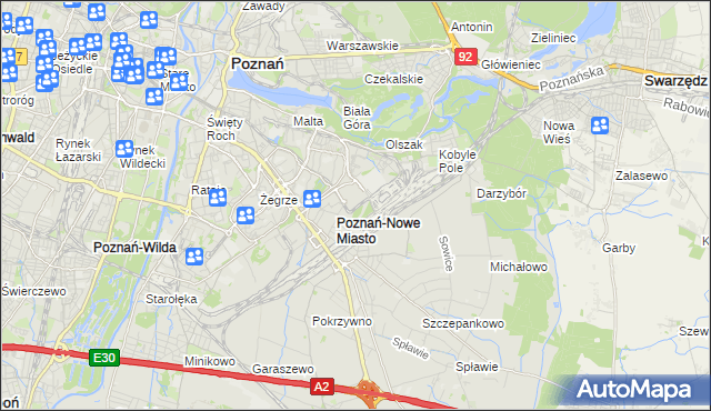 mapa Nowe Miasto gmina Poznań, Nowe Miasto gmina Poznań na mapie Targeo
