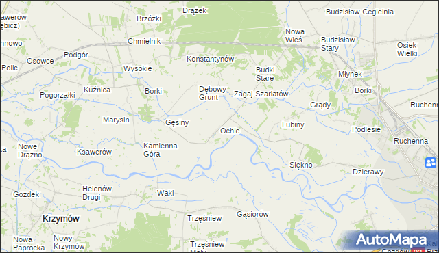 mapa Ochle gmina Koło, Ochle gmina Koło na mapie Targeo
