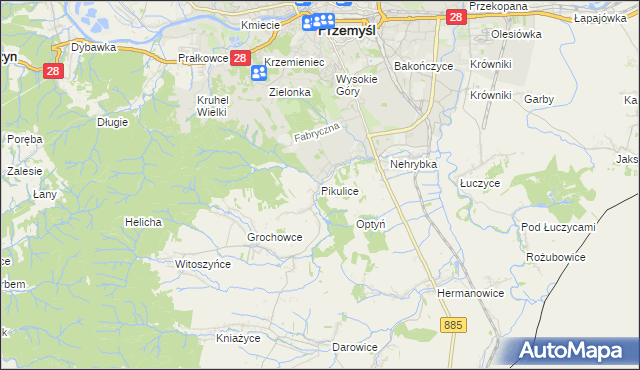 mapa Pikulice, Pikulice na mapie Targeo