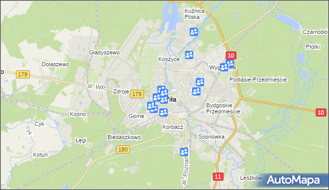 mapa Piły, Piła na mapie Targeo